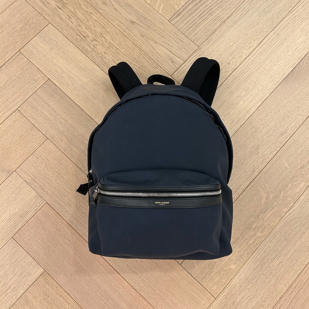 YSL City backpack in navy and leather